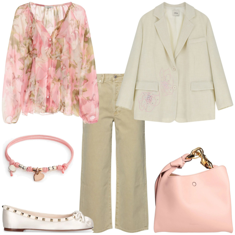 Outfit donna - Ballerine in primavera - @nike75. Stile Casual chic per Tutti i giorni. Abbinamento con borse a mano, blazer, camicie, ballerine, jeans, braccialetti.