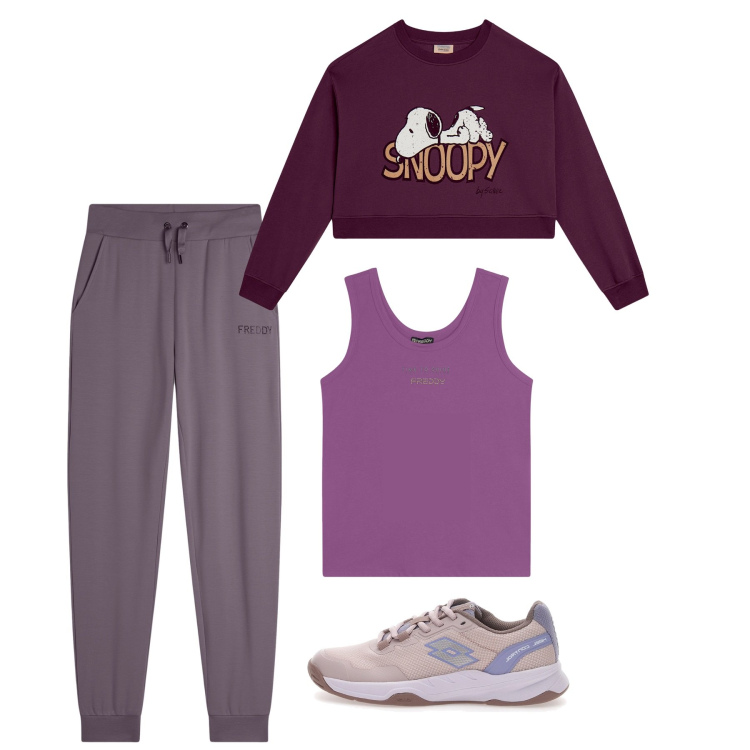 Outfit donna - Sport al parco. Stile Casual per Tutti i giorni. Abbinamento con pantaloni, felpe, canottiere, sneakers.