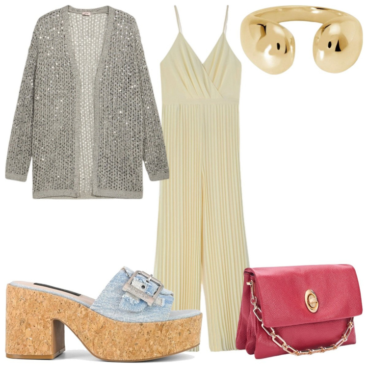 Outfit donna - New Shop! La tuta trendy!. Stile Trendy per Tutti i giorni. Abbinamento con anelli, sandali, cardigans, tute, borse a tracolla.