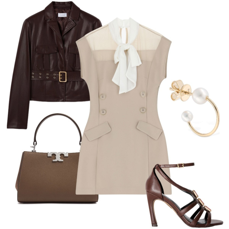 Outfit donna - Il dress col fiocco. Stile Sexy per Serata fuori. Abbinamento con vestiti corti, blazer, sandali gioiello, orecchini, borse a mano.
