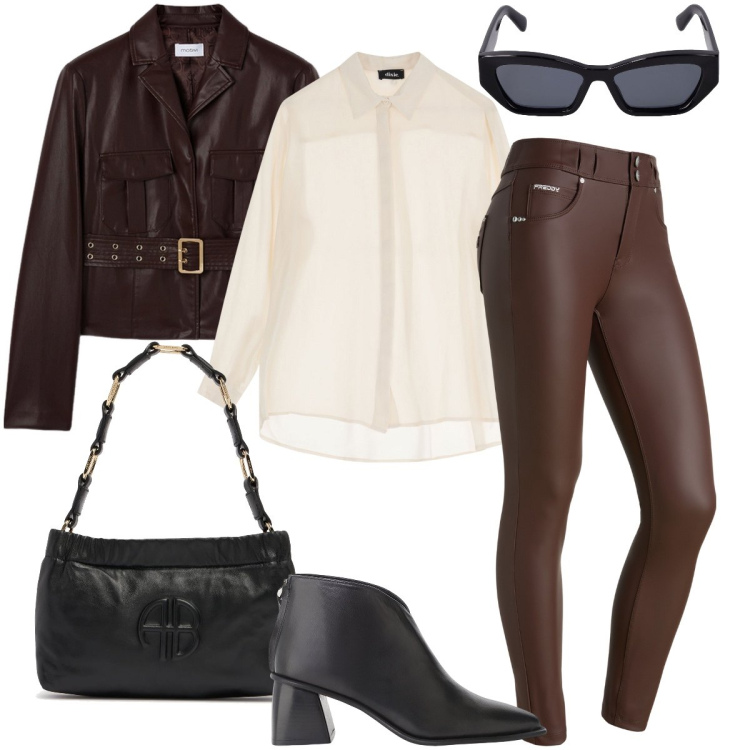 Outfit donna - Il leggins per uscire. Stile Sexy per Tutti i giorni. Abbinamento con pantaloni skinny, camicie, stivaletti, blazer, occhiali da sole, borse a spalla.