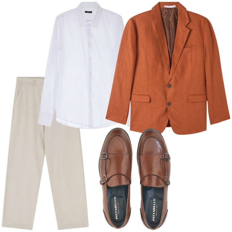 Outfit uomo - Completo leggero. Stile Business/Elegante per Ufficio. Abbinamento con giacche, pantaloni, camicie, scarpe stringate.