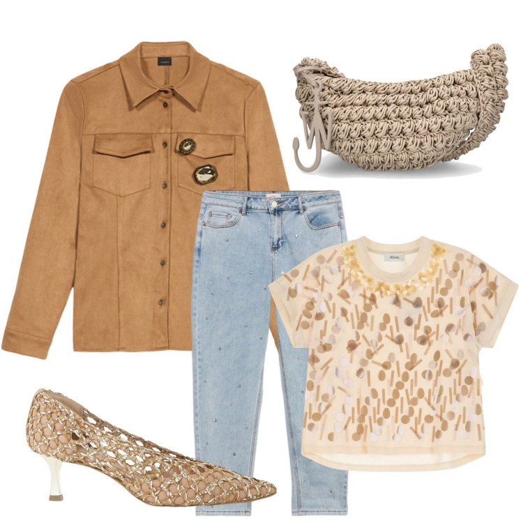 Outfit donna - Le décolleté traforate. Stile Casual per Tutti i giorni. Abbinamento con t-shirt, décolleté, camicie, borse a spalla, jeans.