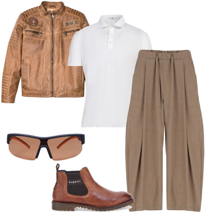Outfit uomo - Il pantalone over size. Stile Trendy per Tutti i giorni. Abbinamento con giacche, occhiali da sole, polo, pantaloni, stivali e stivaletti.