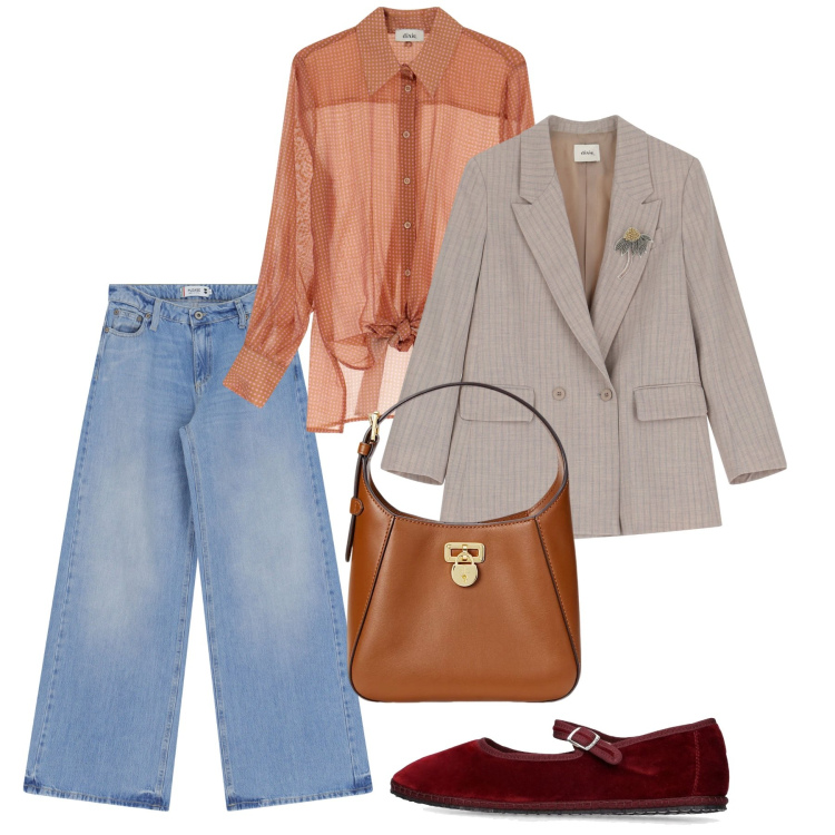 Outfit donna - Mary Jane & Ballerine - Il ritorno delle. Stile Bon Ton per Ufficio. Abbinamento con jeans, blazer, camicie, borse a tracolla, ballerine.