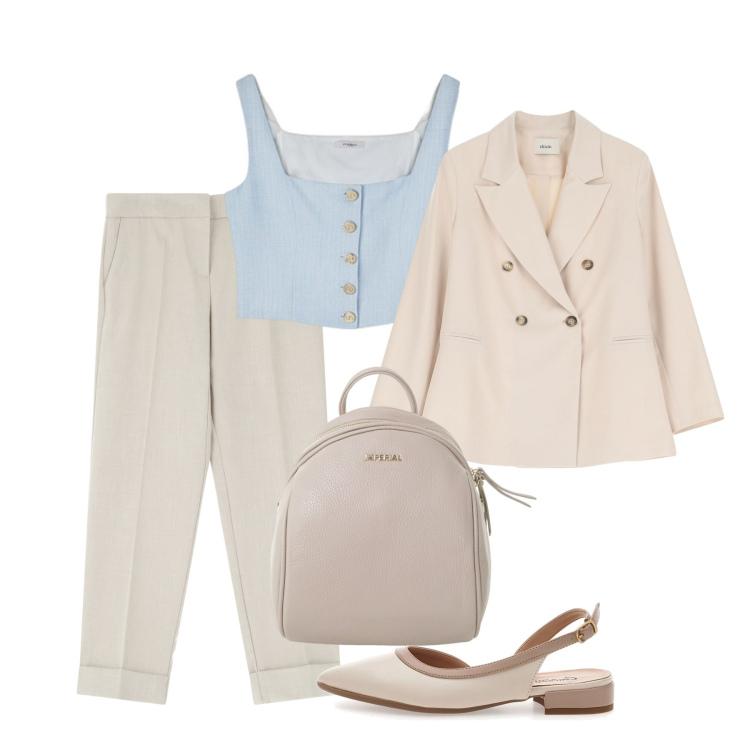 Outfit donna - Top city. Stile Bon Ton per Tutti i giorni. Abbinamento con pantaloni, zaini, blazer, ballerine, top.
