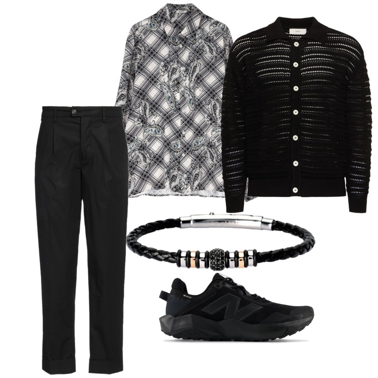 Outfit uomo - Aperitivo. per Serata speciale. Abbinamento con pantaloni, braccialetti, sneakers, camicie, cardigans.