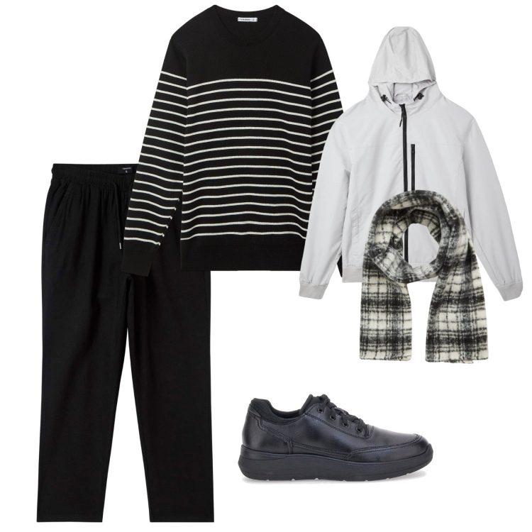 Outfit uomo - Per i boschi. per Sport. Abbinamento con pantaloni, sciarpe, maglieria, giacche, scarpe stringate.