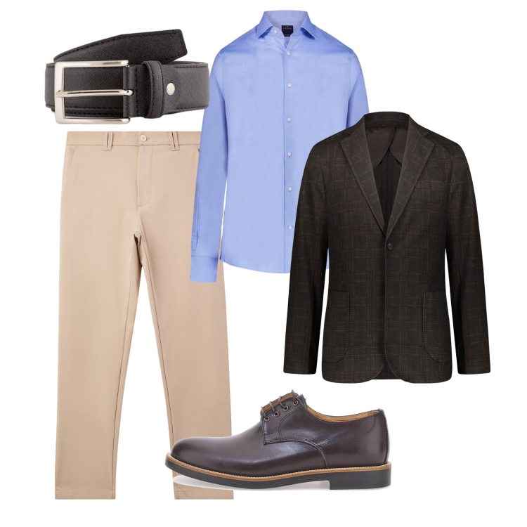 Outfit uomo - Casual aprile. Stile Casual per Tutti i giorni. Abbinamento con pantaloni chino, camicie, giacche, scarpe stringate, cinture.