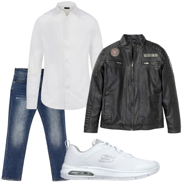 Outfit uomo - Giacche leggere. Stile Trendy per Serata speciale. Abbinamento con giacche, jeans dritti, sneakers, camicie.