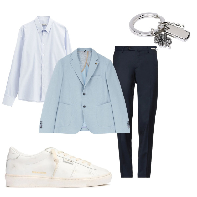 Outfit uomo - Total look #2100945. Stile Trendy per Tutti i giorni. Abbinamento con pantaloni, portachiavi, giacche, camicie, sneakers.
