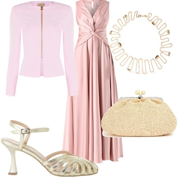 Outfit donna - Matrimonio in vista. Stile Glamour per Cerimonia. Abbinamento con vestiti lunghi, blazer, sandali col tacco, pochette, collane.