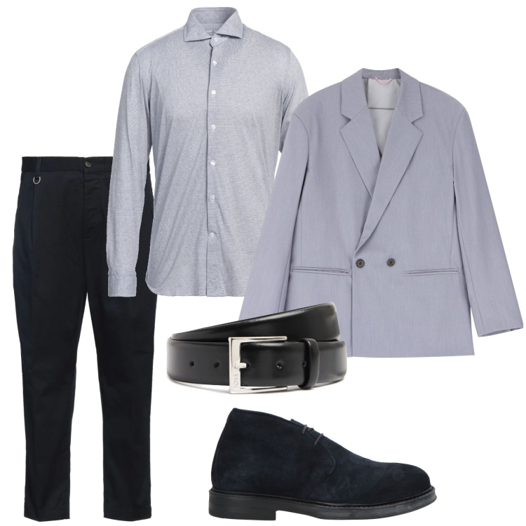 Outfit uomo - Raffinato senza tempo. Stile Casual per Serata speciale. Abbinamento con camicie, pantaloni, stivali e stivaletti, giacche, cinture.