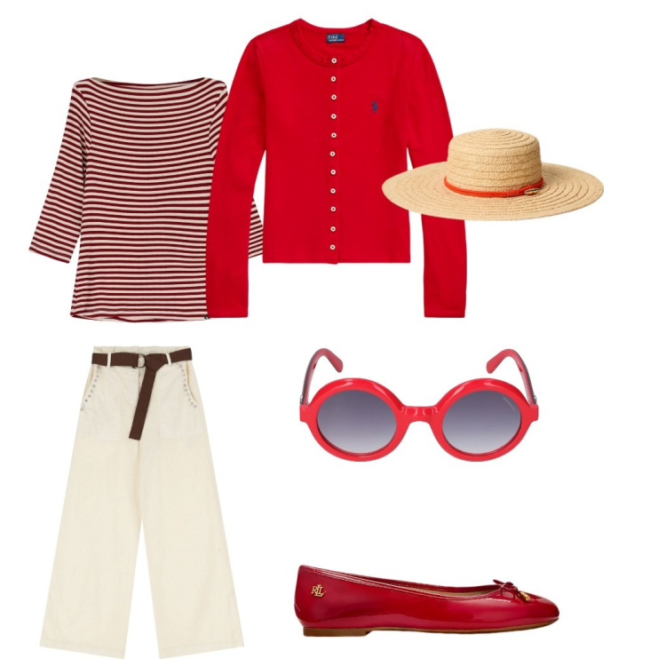 Outfit donna - Ballerine irresistibili. Stile Vintage retrò per Tutti i giorni. Abbinamento con t-shirt, pantaloni, ballerine, cappelli, cardigans, occhiali da sole.