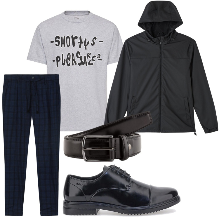 Outfit uomo - Casual chic. Stile Casual per Tutti i giorni. Abbinamento con giacche, scarpe stringate, pantaloni, t-shirt, cinture.