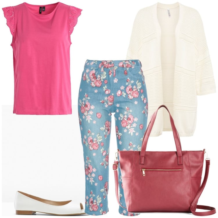 Outfit femme - Romantique #1092. Style Romantique pour Tous les jours. Assortir avec jeans, gilets, ballerines, sac cabas, hauts.