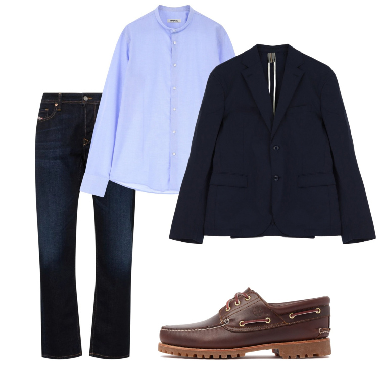 Outfit uomo - Aprile. Stile Casual per Ufficio. Abbinamento con giacche, camicie, jeans dritti, scarpe stringate.