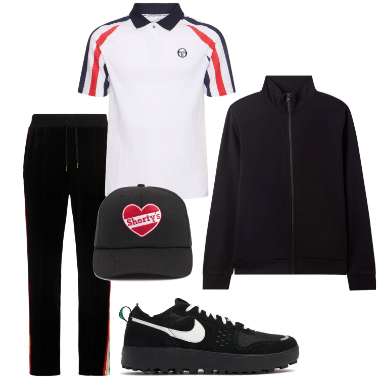 Outfit uomo - Total look #2101444. Stile Casual per Tutti i giorni. Abbinamento con felpe sportive, sneakers, cappelli, polo, pantaloni.