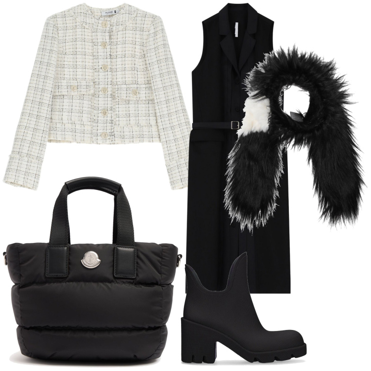 Outfit donna - Mezza stagione. Stile Urban per Tutti i giorni. Abbinamento con sciarpe, blazer, vestiti chemisier, stivaletti, borse tote.