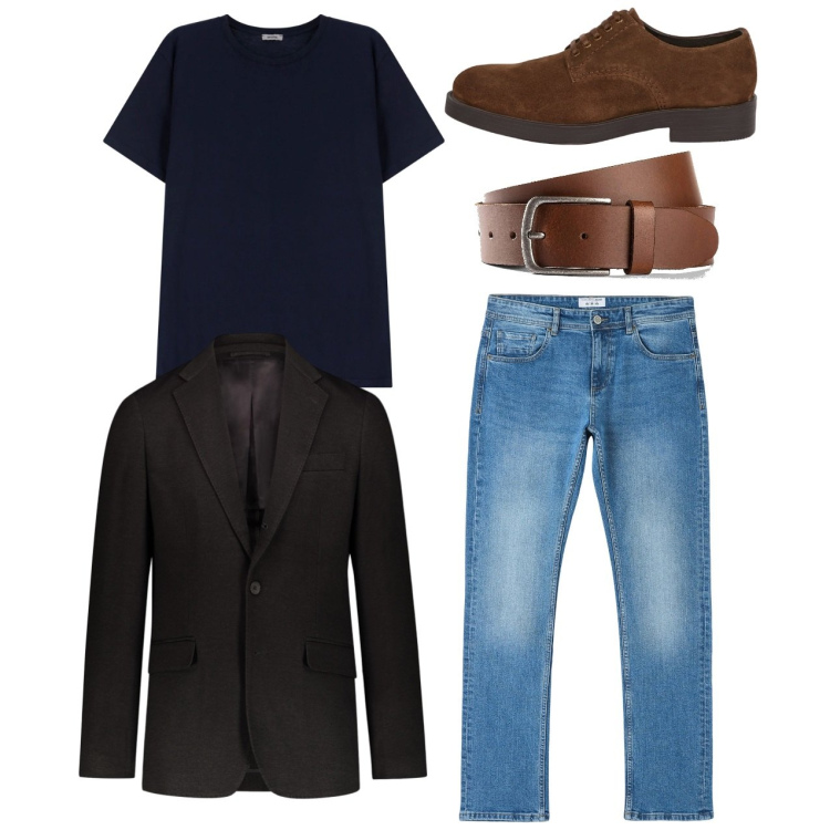 Outfit uomo - La giacca moro. Stile Casual per Tutti i giorni. Abbinamento con cinture, jeans dritti, t-shirt, giacche, scarpe stringate.