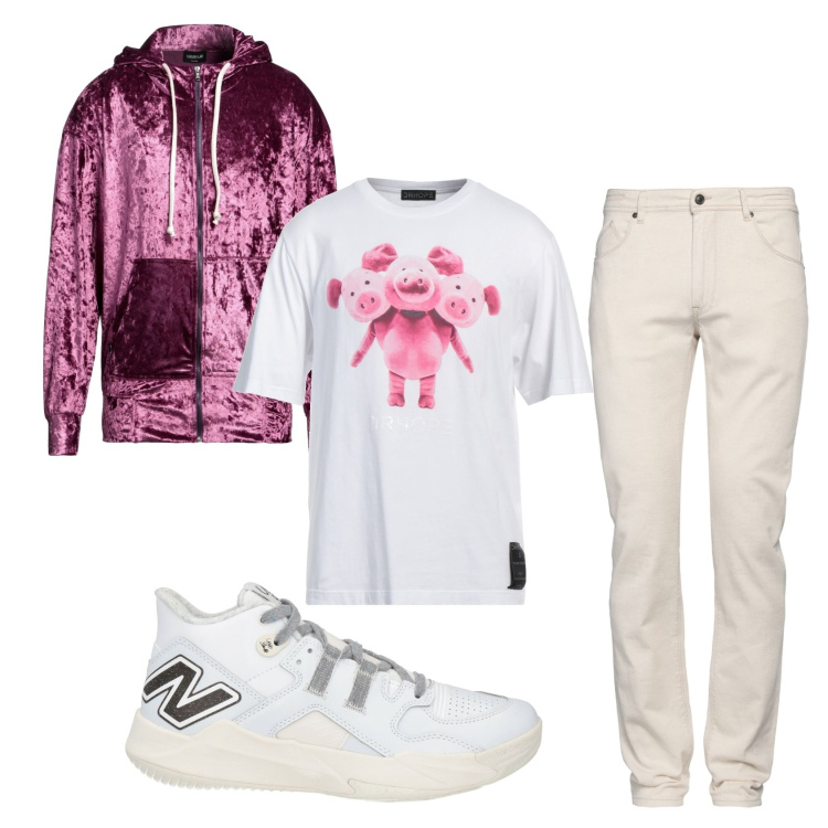 Outfit hombre - Trendy looking. Estilo Trendy para Todos los días. Combinación con sudaderas con capucha, pantalones, sneakers, camiseta.