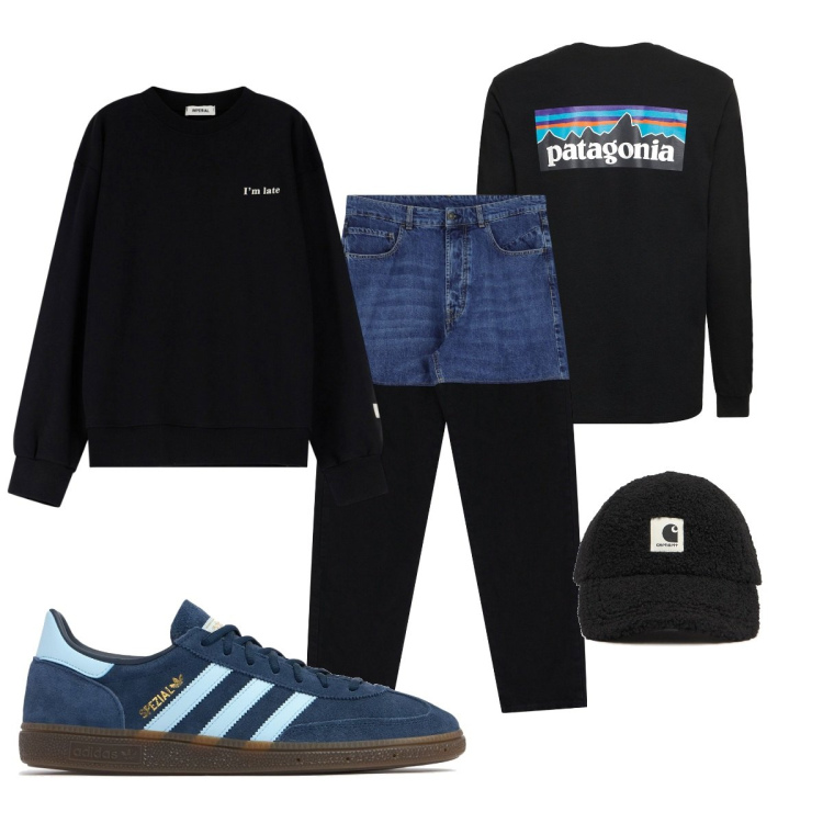 Outfit uomo - Casual. Stile Casual per Tutti i giorni. Abbinamento con felpe, jeans, cappelli, sneakers, t-shirt.