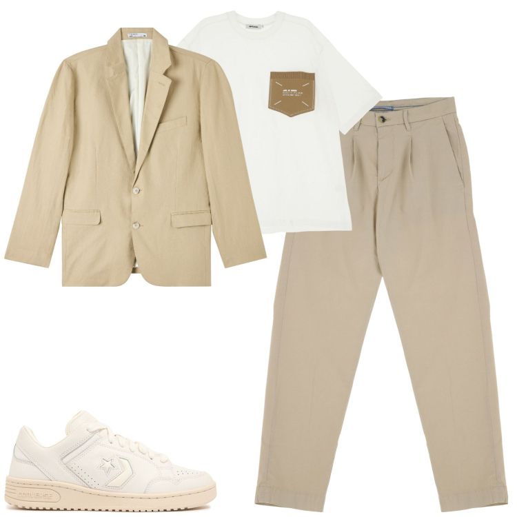 Outfit uomo - City. Stile Casual per Tutti i giorni. Abbinamento con giacche, t-shirt, pantaloni chino, sneakers.