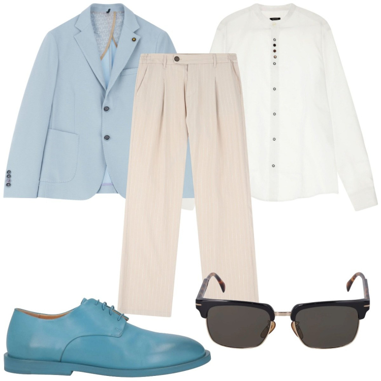 Outfit uomo - Total look #2101842. Stile Business/Elegante per Ufficio. Abbinamento con scarpe stringate, camicie, pantaloni, giacche, occhiali da sole.