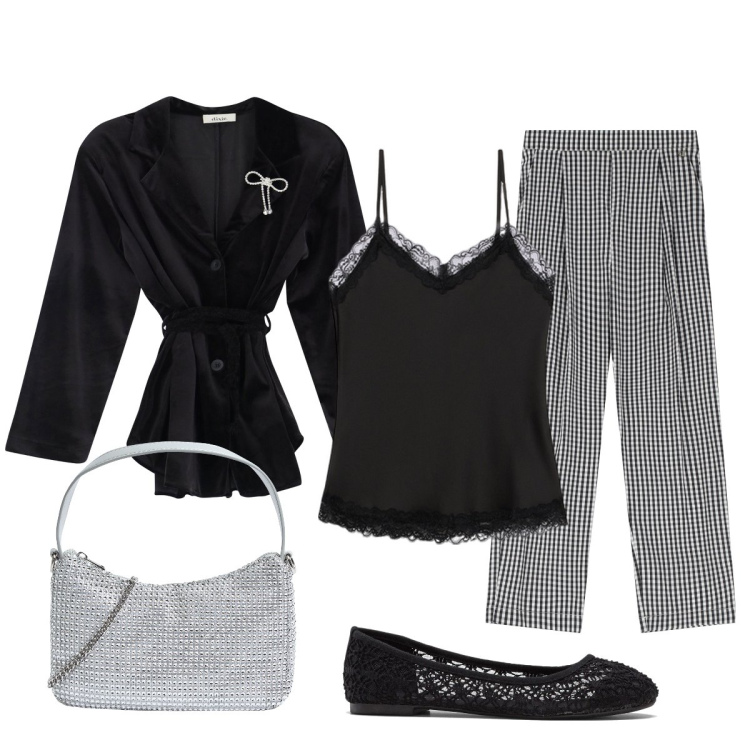 Outfit donna - I pantaloni a quadretti Vichy. Stile Minimal per Tutti i giorni. Abbinamento con ballerine, borse a tracolla, camicie, pantaloni, top.