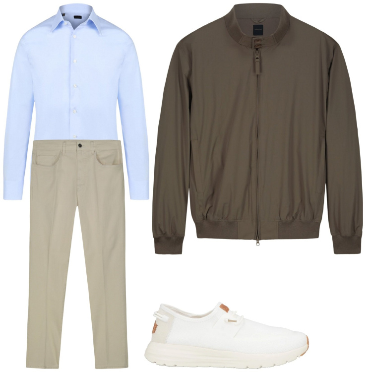 Outfit uomo - Total look #2101965. Stile Trendy per Serata speciale. Abbinamento con sneakers, pantaloni, camicie, bomber.