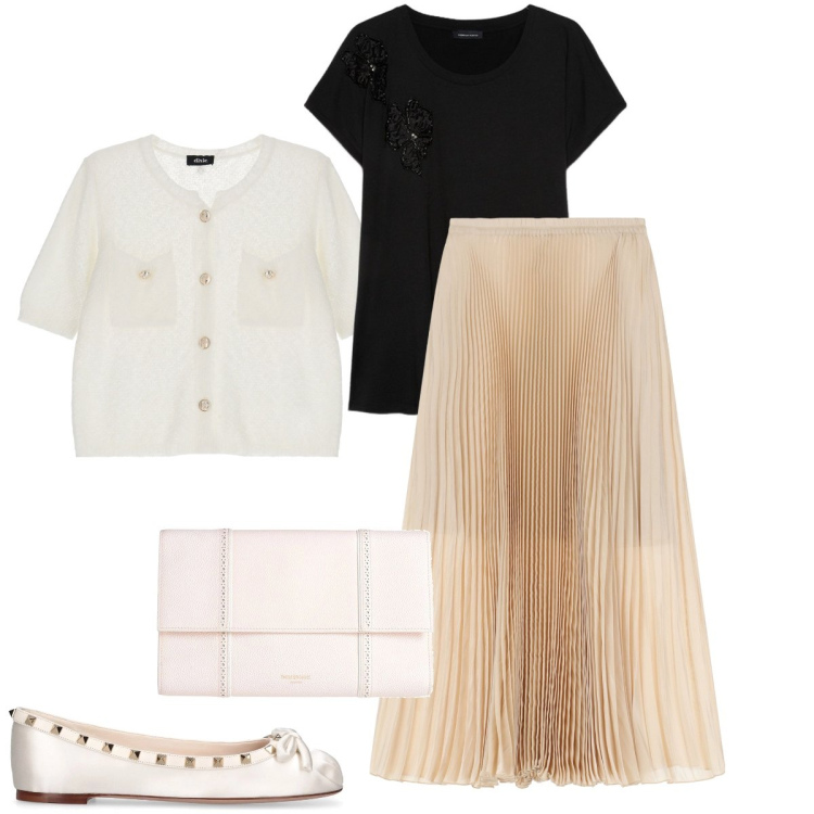 Outfit donna - La gonna plissè. Stile Bon Ton per Ufficio. Abbinamento con borse a mano, gonne lunghe, cardigans, t-shirt, ballerine.