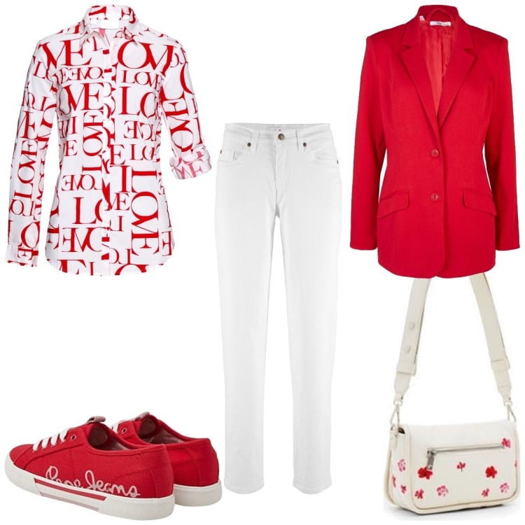 Outfit femme - Basique #1910. Style Basique pour Tous les jours. Assortir avec tuniques, jean coupe droite, blazers, sneakers, sacs en bandoulière.