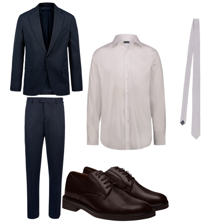 Outfit uomo - In grigio. Stile Business/Elegante per Cerimonia. Abbinamento con scarpe stringate, abiti, cravatte, camicie.