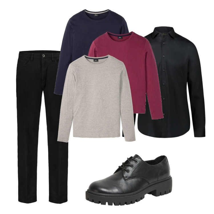 Outfit uomo - Total look #2102033. Stile Business/Elegante per Ufficio. Abbinamento con maglieria, scarpe stringate, camicie, pantaloni.