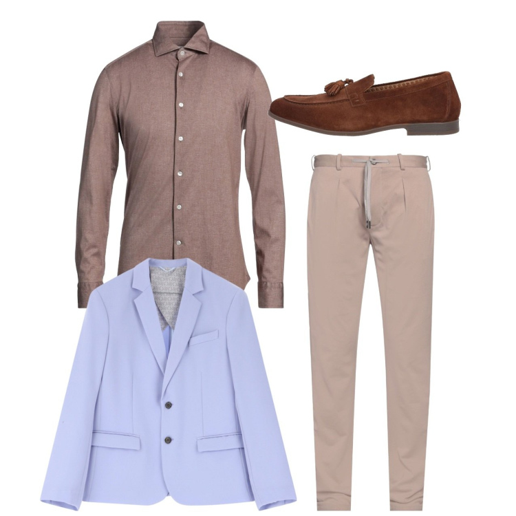 Outfit uomo - Giorno di festa. Stile Casual per Tutti i giorni. Abbinamento con scarpe stringate, pantaloni chino, camicie, giacche.