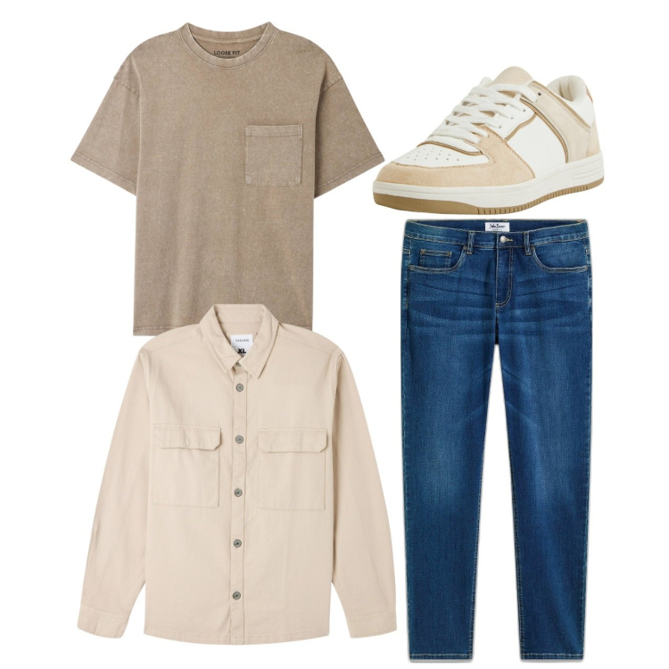 Outfit uomo - Casual look. Stile Casual per Tutti i giorni. Abbinamento con jeans, camicie, t-shirt, sneakers.