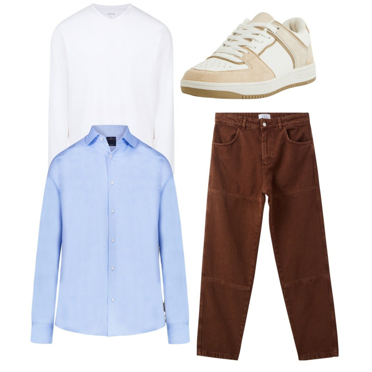 Outfit uomo - Total look. Stile Casual per Tutti i giorni. Abbinamento con pantaloni, sneakers, camicie, t-shirt.