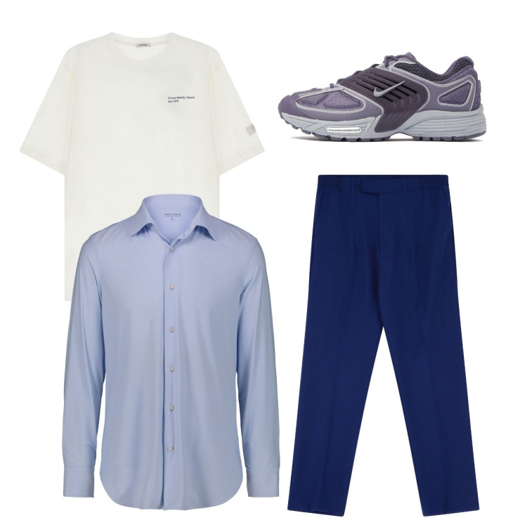 Outfit uomo - Blu royal casual. Stile Casual per Tutti i giorni. Abbinamento con pantaloni, t-shirt, camicie, sneakers.