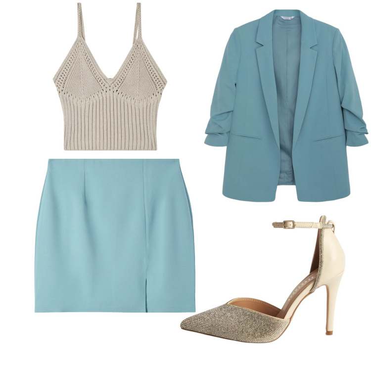 Outfit donna - Total look #2102183. Abbinamento con minigonne, décolleté, top, blazer.