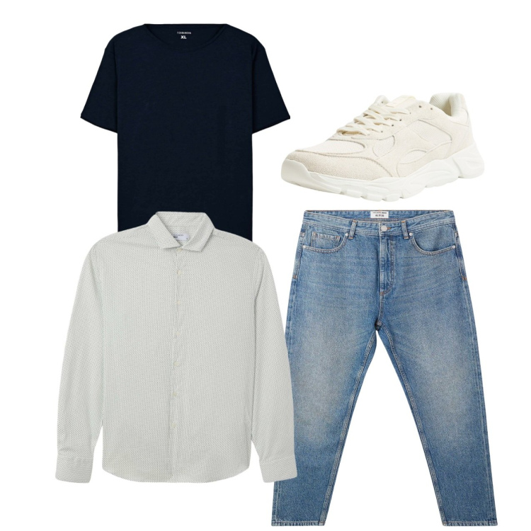 Outfit uomo - La camicia over. Stile Casual per Tutti i giorni. Abbinamento con jeans, sneakers, camicie, t-shirt.