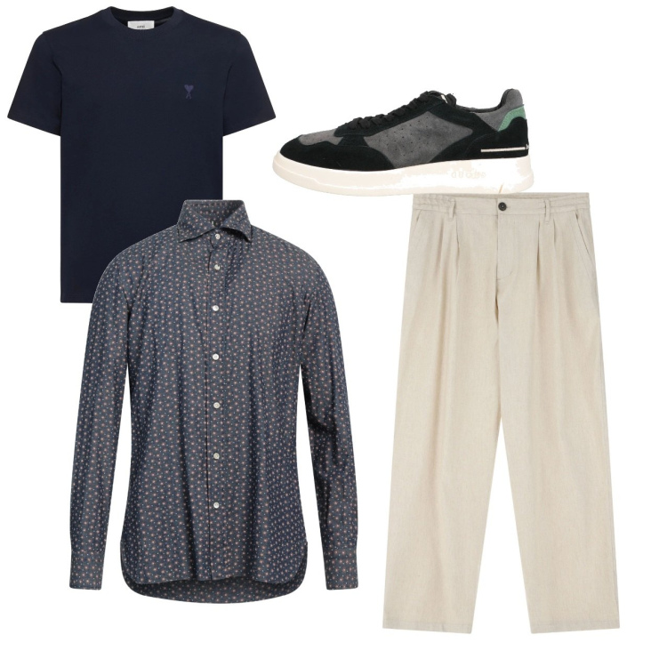Outfit uomo - La camicia a stampa. Stile Trendy per Tutti i giorni. Abbinamento con camicie, sneakers, pantaloni, t-shirt.
