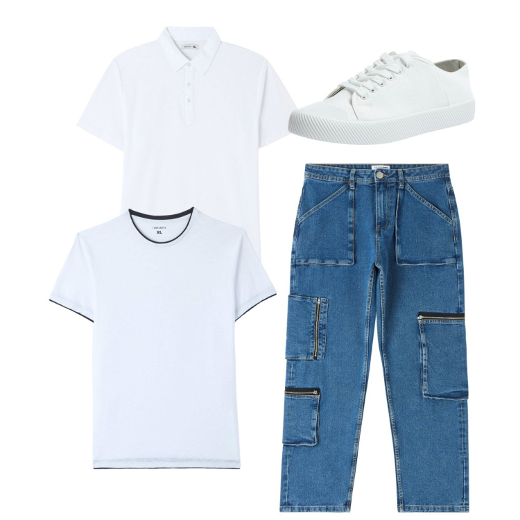 Outfit uomo - Pulito. Stile Casual per Tutti i giorni. Abbinamento con jeans, polo, sneakers, t-shirt.