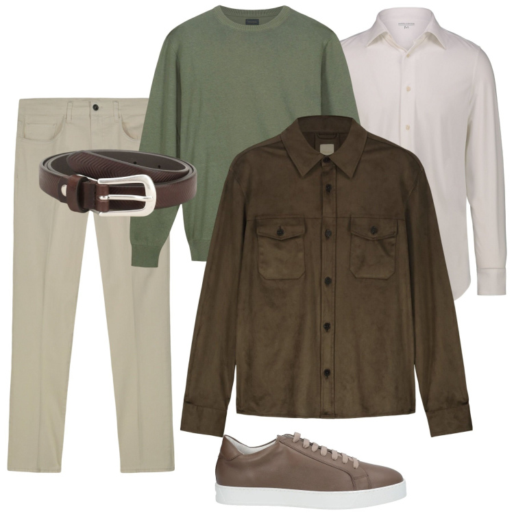 Outfit uomo - Total look #2102713. Stile Casual per Tutti i giorni. Abbinamento con sneakers, cinture, pantaloni, giacche, maglieria, camicie.