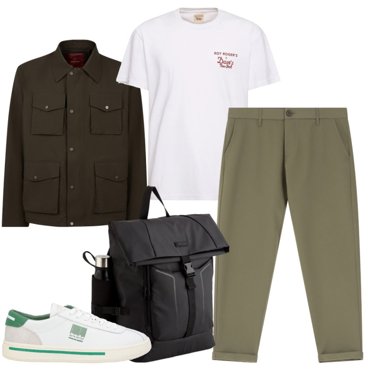 Outfit uomo - In ufficio. Stile Urban per Ufficio. Abbinamento con sneakers, pantaloni chino, giacche, borse sportive, t-shirt.