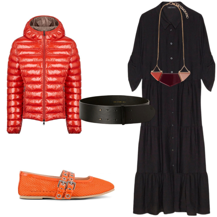 Outfit donna - Total look #2102801. Stile Boho per Tutti i giorni. Abbinamento con blazer, ballerine, vestiti lunghi, ciondoli, cinture.