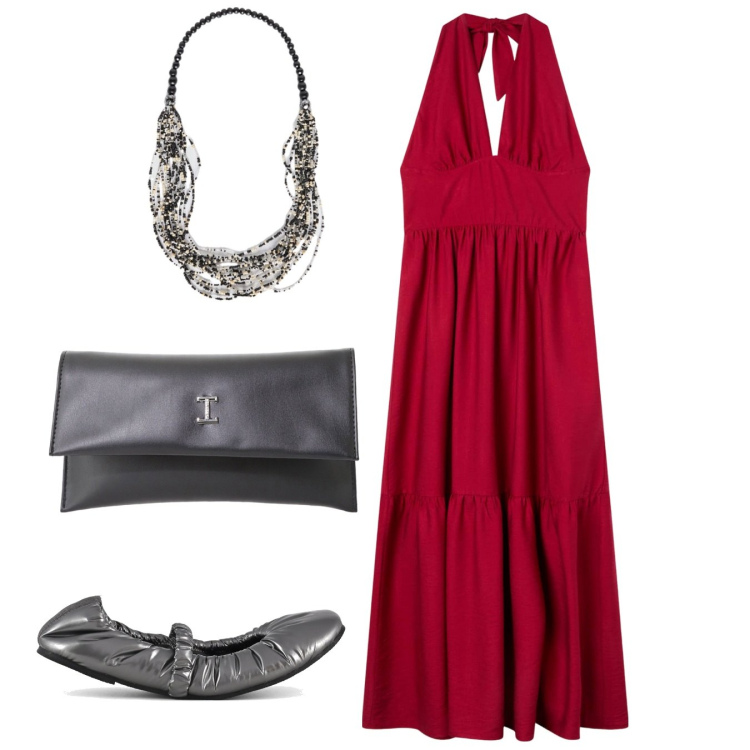 Outfit donna - Ballerina. Stile Vintage retrò Abbinamento con vestiti lunghi, pochette, ballerine, collane.