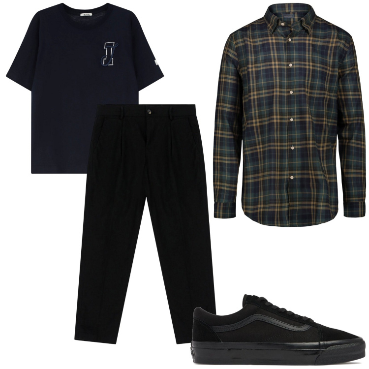 Outfit uomo - Total look #2102846. Stile Trendy per Tutti i giorni. Abbinamento con t-shirt, pantaloni chino, sneakers, camicie.