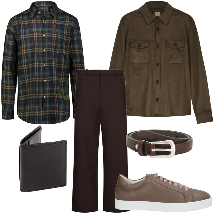 Outfit uomo - Total look #2102850. Stile Trendy per Tutti i giorni. Abbinamento con sneakers, cinture, giacche, pantaloni, camicie, portafogli.