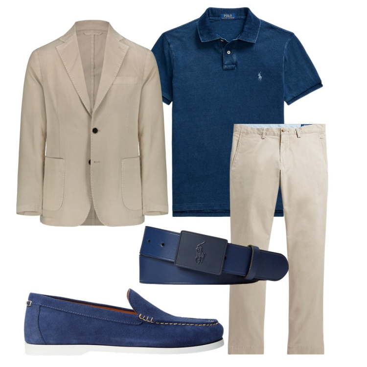 Outfit uomo - City. Stile Business/Elegante per Ufficio. Abbinamento con pantaloni, scarpe stringate, cinture, polo, giacche.
