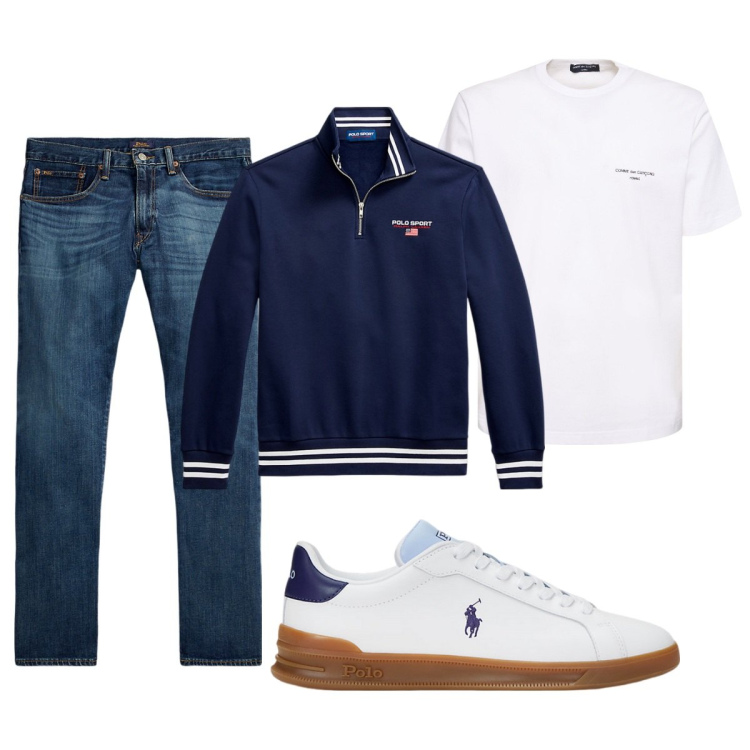 Outfit uomo - Total look #2102922. Stile Casual per Tutti i giorni. Abbinamento con jeans dritti, sneakers, felpe, t-shirt.